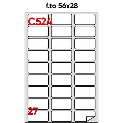 Etichette bianche permanenti Markin Copiatabu 56x28 mm - angoli arrotondati 27 et./ff - conf. 100 ff - X210C524